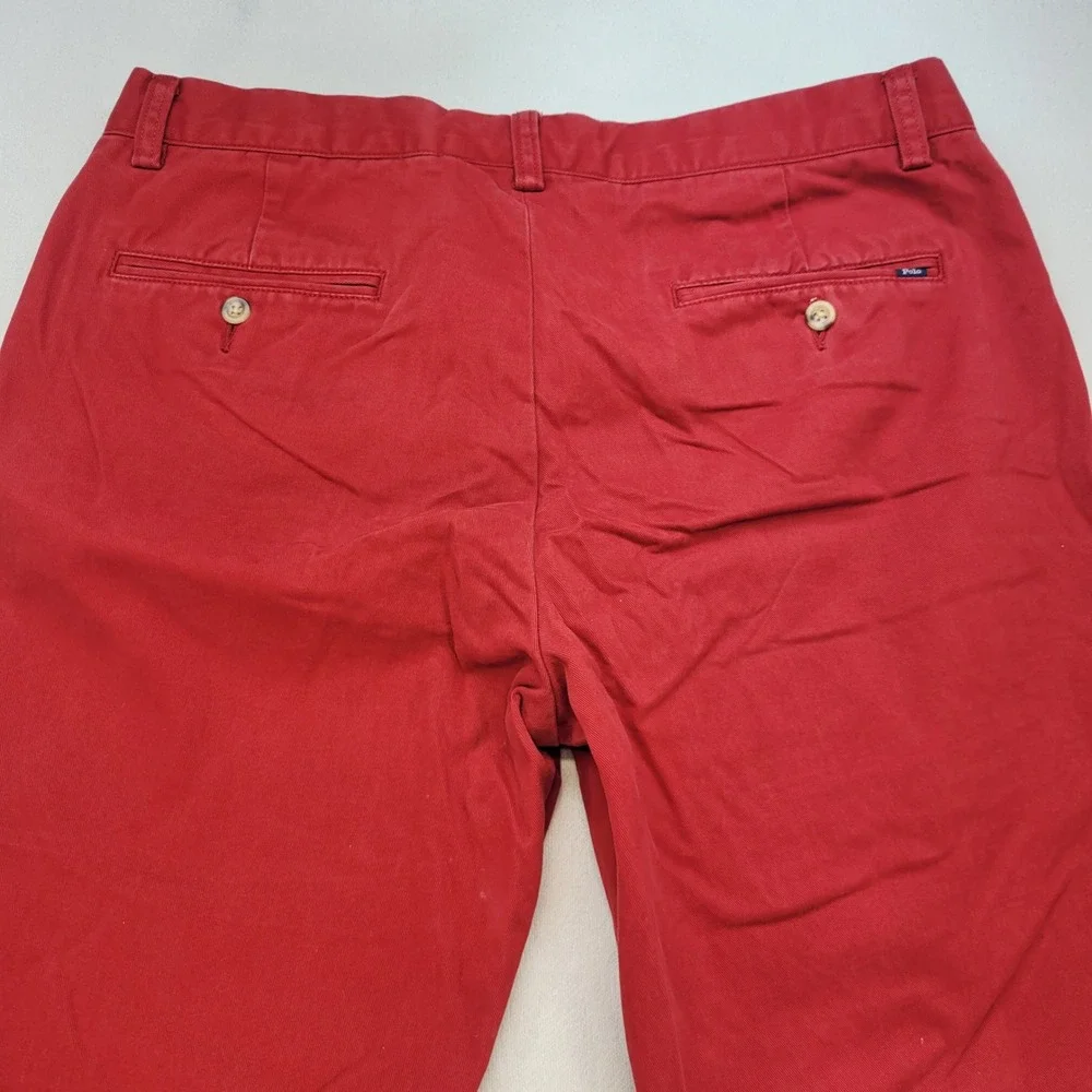 Polo Ralph Lauren Chino Pants Mens 33x32 Red Slim Fit Cotton Twill Flat Front
